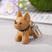 Brown French Bulldog Keychain Bag Clip On Fur Mom Dog Puppy Lover Gift