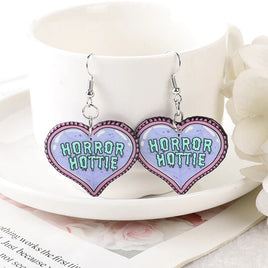 Custom Horror Hottie Kawaii Pink Earrings