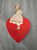 Vintage Victorian Girl Valentines Day Card Early 1900's Post Card Embossed