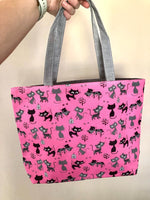 Retro Pink Cat Shoulder Bag Women's Cat Mom Handbag Beach Kids Girls Fur Mom