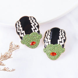 Bride Of Frankenstein Colored Rhinestone Halloween Earrings Universal Monsters