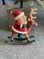 Vintage Hallmark Keepsake Christmas Ornament Santa Claus Rocking Reindeer 2001