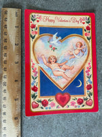 Vintage Hallmark Card Happy Valentines Day Cherub Angel Hearts Postcard