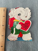 Vintage Elephant A-Meri-Card Valentines Day Card Early 1900's Die Cut Out