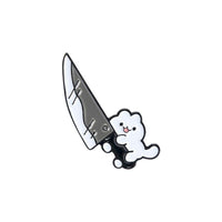 Tiny Kitten with Big Knife Funny Cat Mom Pin Horror Killer Kitty