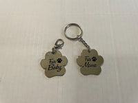 Fur Mom Gift Puppy Dog & Kitty Cat Paw Charm and Keychain Set