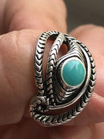 Adjustable Turquoise Eye Ring Western Style Cowboys Indian Yellowstone Gift