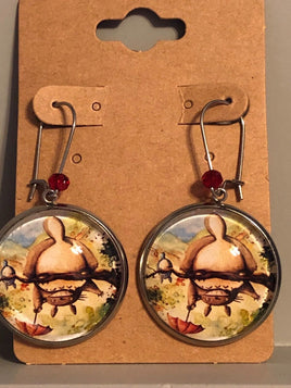 Handmade Hayao Miyazaki Anime TOTORO Sketch Glass Cabochon Earrings