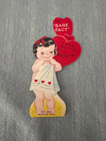 Vintage Little Bare Girl in Towel Valentines Day Card Early 1900's Die Cut