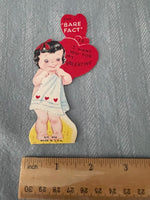 Vintage Little Bare Girl in Towel Valentines Day Card Early 1900's Die Cut