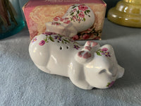 Rare Vintage Avon "Pampered Piglet" Ceramic Pomander New Unused Pig