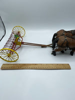 ERTL FoxFire Farm John Deere Sulky Dump Rake Horse Wagon 1/16 Vintage Porcelain