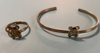 Vintage Adjustable Teddy Bear Bangle Bracelet and Ring Set