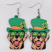 Irish Earrings Irish Puppy Dog Wooden Earrings for St Patrick's Day