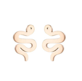 Mini Stainless Steel Rose Gold Colored Snake Earrings