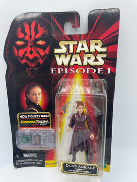 Star Wars Queen Amidala Naboo Action Figure Episode 1 CommTech Padme .00 Card