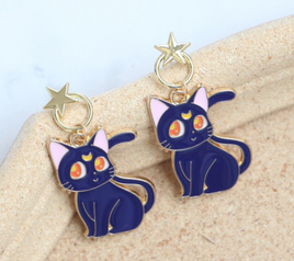 Sailor Moon Cartoon Luna Anime Cat Earrings