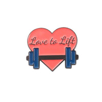 I Love to Lift Heart Dumbbell Lapel Pin Workout Gym Trainer Motivational Quote