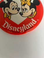 Vintage Disneyland Button Mickey Mouse Minnie Mouse Pin Disney World Pinback