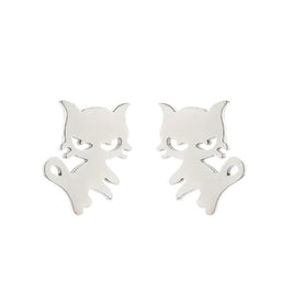 Cat Kitten Mini Stainless Steel Stud Earrings