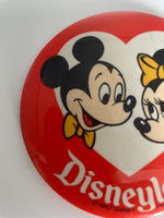 Vintage Disneyland Button Mickey Mouse Minnie Mouse Pin Disney World Pinback