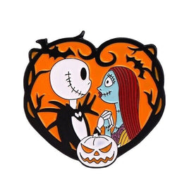 Jack Skellington & Sally Nightmare Before Christmas Heart Love Goth Lapel Pin