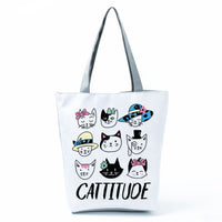 Cattitude Cat Shoulder Bag Women's Cat Mom Handbag Beach Kids Girls