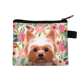 Women's Zippered Terrier Flowers Wallet Cute Purse Dog Mom Fur Mom Gift