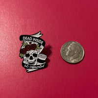 Dead Inside but Caffeinated Funny Skeleton Skull Lapel Pin Coffee Lovers Gift