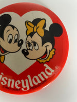 Vintage Disneyland Button Mickey Mouse Minnie Mouse Pin Disney World Pinback