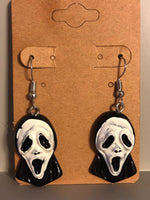 Scream Ghostface Hand Painted Halloween Horror Earrings