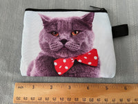 Women's Zippered Cat Wallet Cute Bowtie Purse Cat Mom Fur Mom Gift